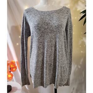 Athleta Luxe Pose Marled Gray Thumbhole Activewear Tunic Top Womens Size S Soft